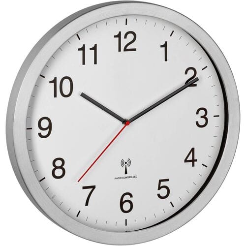 TFA Dostmann 60.3545.02 Wandklok Zendergestuurd 40 cm x 5 cm x 40 cm Zilver Groot display