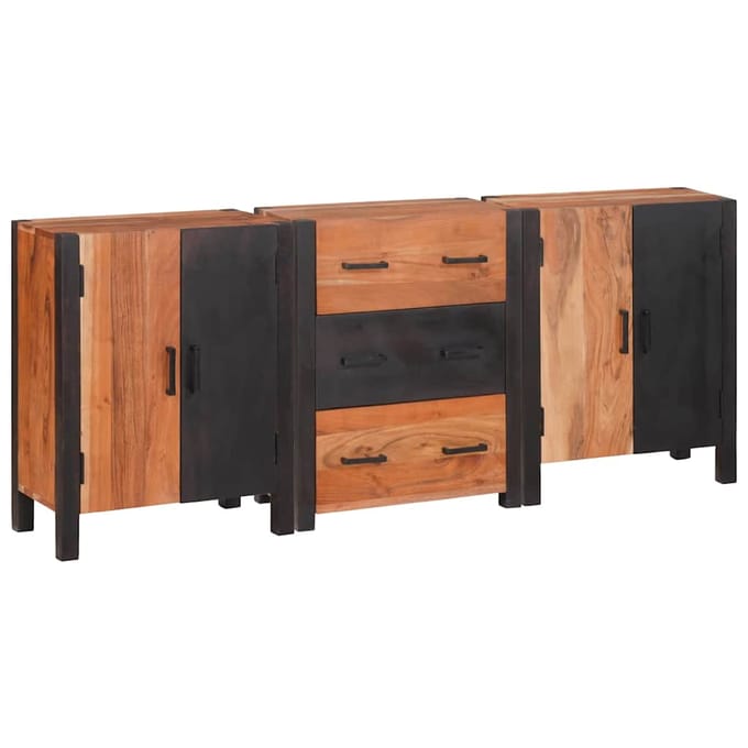 vidaXL - Dressoir - 3 - st - Bruin - 55 - x - 30 - x - 75 - cm - Massief - Acacia - Hout