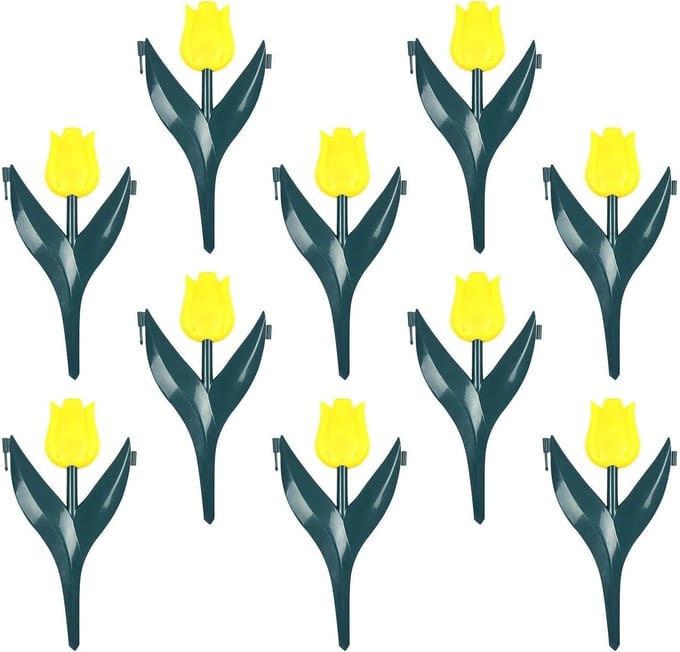 Bloembedrand Set - Tuinafscheiding Decoratief - Tuinrand Creëren - Bloemvormige Blokken - 10 Delig - Geel