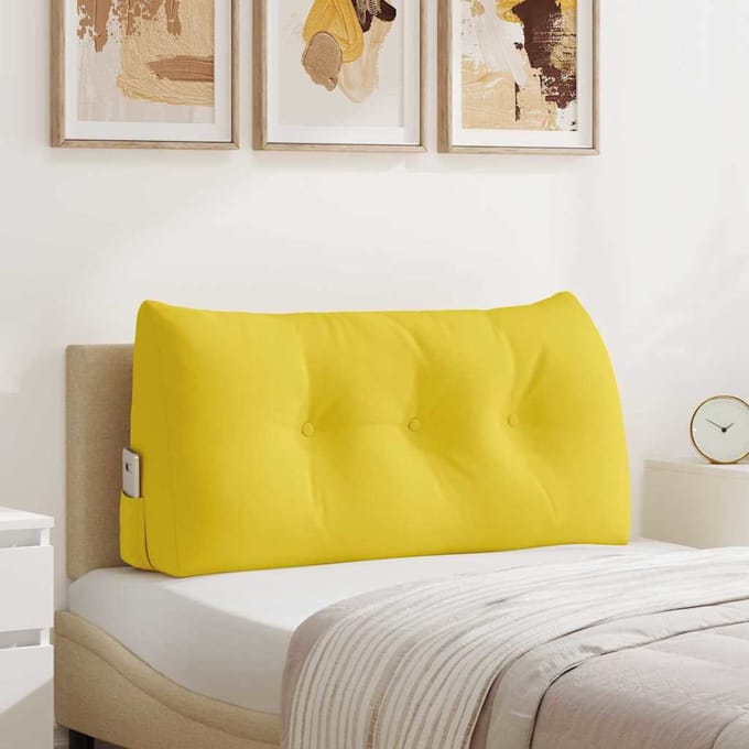 vidaXL - Rugkussen - Licht - Geel - 100 - x - 50 - x - 24 - cm - Stof