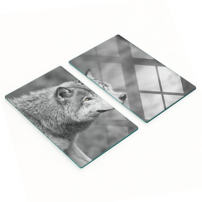 Set van twee decoratieve glazen keukenplanken, wolfgrijs, 2x30x52 cm