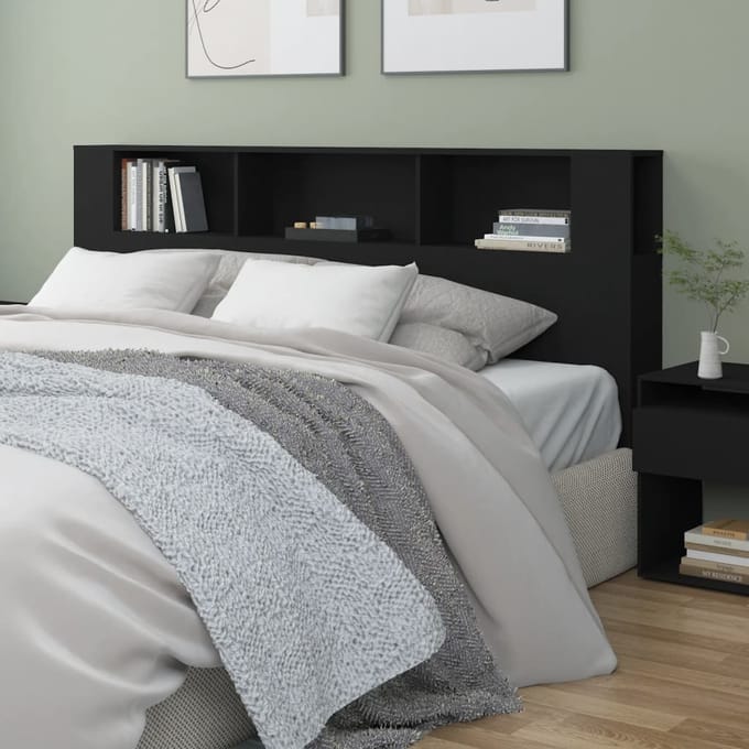 vidaXL - Hoofdbordkast - 200x18,5x104,5 - cm - zwart