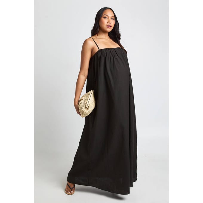boohoo Dames Zwangerschaps Volume Zak Maxi Jurk | Zwart | Maat: 38