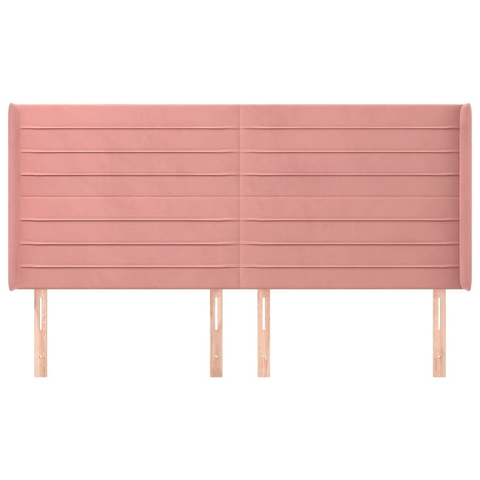 vidaXL - Hoofdbord - met - randen - 203x16x118/128 - cm - fluweel - roze