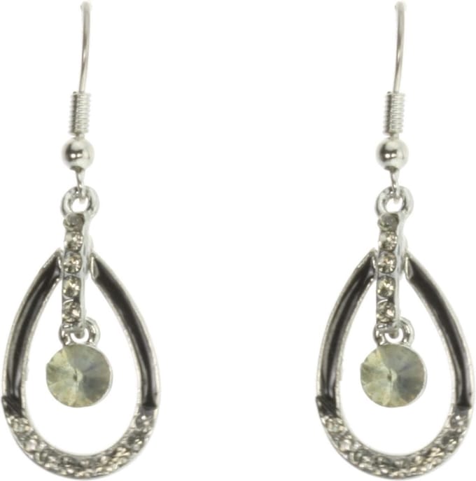 Behave - Oorhangers druppel steentjes - Glanzende look - 3,7 cm