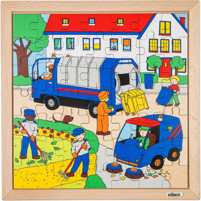 Actiepuzzel 34x34cm Afval 49 stukjes - Educo - Educatief speelgoed