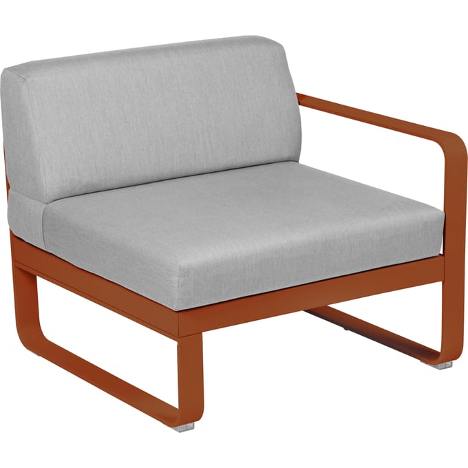Fermob BELLEVIE Fauteuil Module rechts - E2 gekonfijte sinaasappel - 79 Flanelgrijs