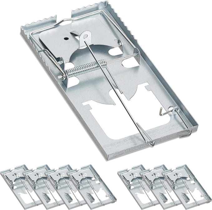8 x rattenval - herbruikbaar - muizenval - muizenklem - rattenklem - zilver