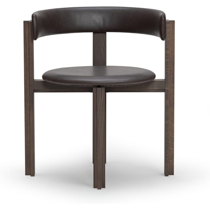 Karakter Principal Stoel - notenhout gelakt/elegant leder choco
