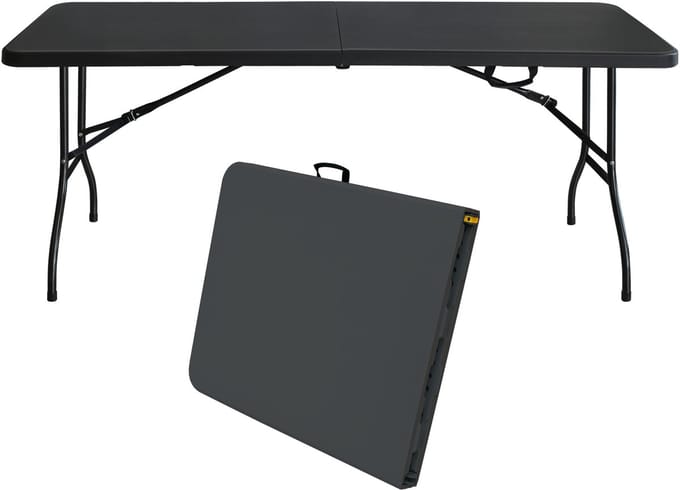 Campingtafels 180 cm - Inklapbare Vouwtafel Met Handgreep - Multifunctioneel - Kunststof - Zwart