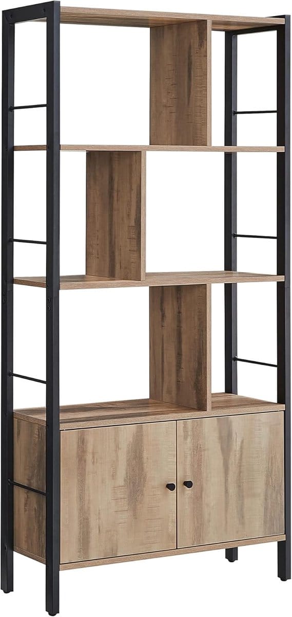 Boekenkast met 4 planken – Vintage Bruin-zwart
