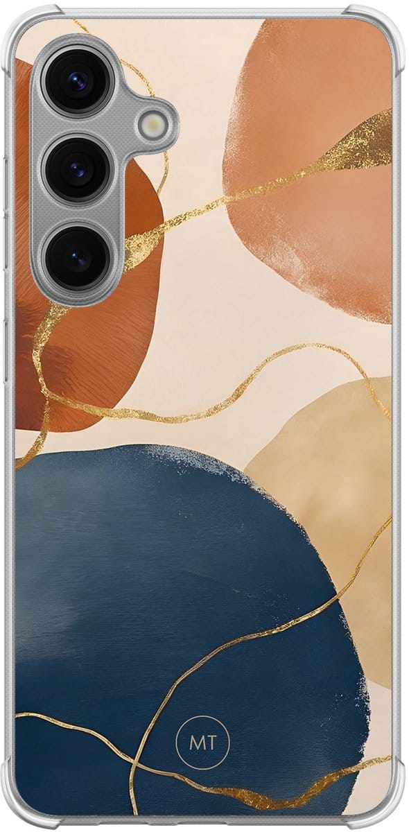 Hoesje (shockproof) geschikt voor Samsung Galaxy S24 - Abstract harmony - Extra sterke case - TPU/polycarbonaat - Print - Multi, Transparant