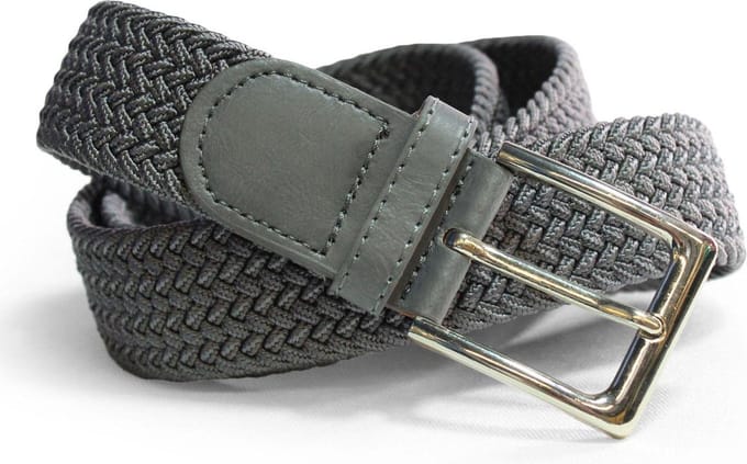 Donkergrijs - Elastische Comfort Riem - Totale lengte105 cm - Gevlochten - 100% Elastisch - Nikkelvrije Gesp
