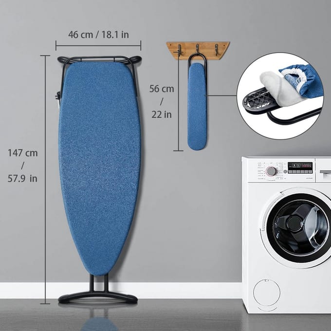 Strijkplank - Strijktafel - Kleding Strijken - Extra Brede Plank - 46 x 123 cm - Blauw