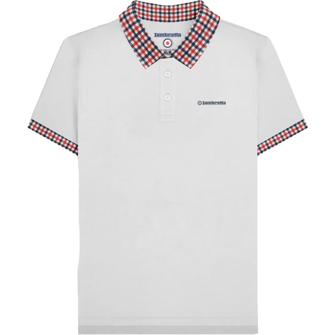 Lambretta Heren SS25 Gingham Poloshirt (Wit)