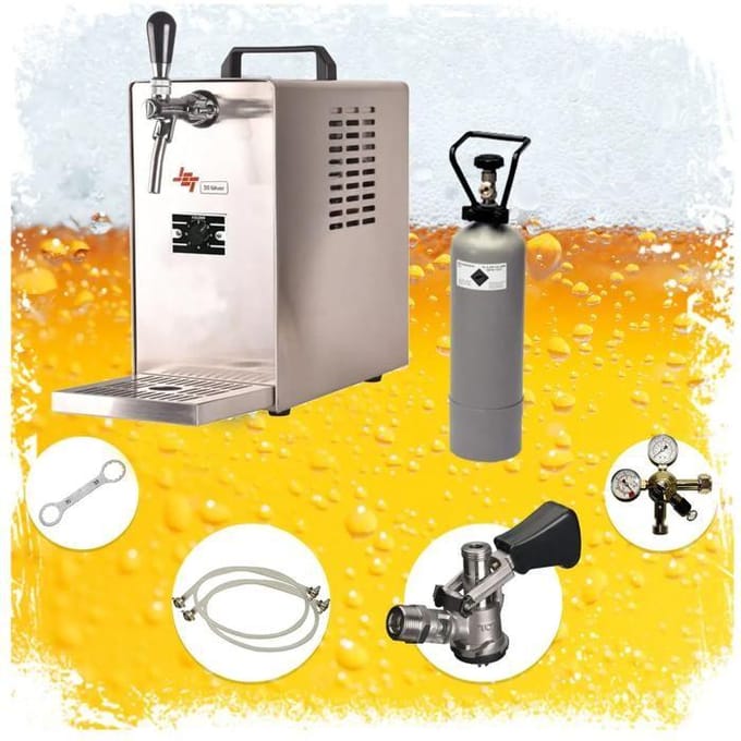 Complete set Distributiesysteem Bierdispenser JET 30 Enkele Lijn Droge Koeling Driehoekige Kop CO2 2 kg Slangen 2 m