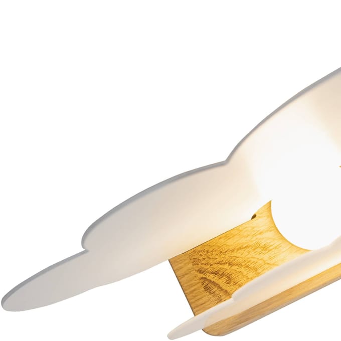 Elobra LED tafellamp Wölkchen, wit, hout, 3000 K, dimbaar