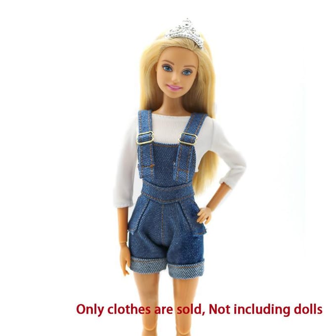 30cm Dools handgemaakte denim overall met wit overhemd poppenaccessoire mode kinderen geschenken speelgoed donkerblauwe kleur
