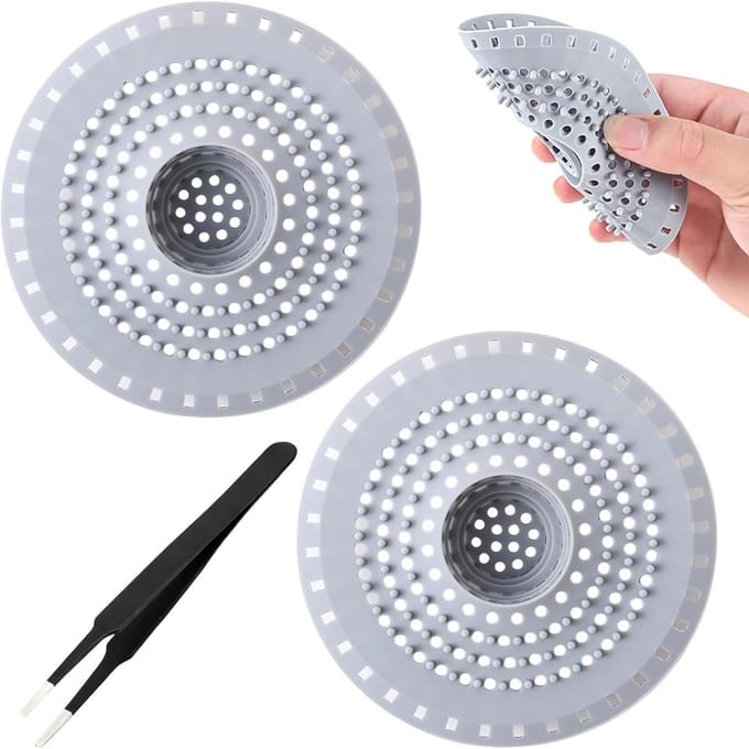 2x Silicone Haarvanger Set voor Douche, Bad en Afvoer – Inclusief Pincet