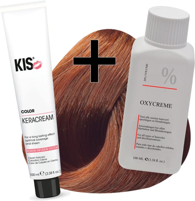 KIS haarverfset - 8RT Licht rood tabak  - haarverf & waterstofperoxide