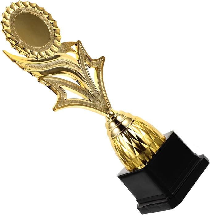 Feest Trofee Beker - Prijs Onderscheiding - Wedstrijd Ceremonie - Creatief Beeldje Ontwerp - 24.5cm Hoog - Gouden