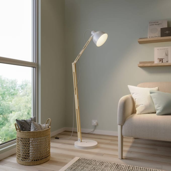 Lamkur Vloerlamp Skansen, verstelbaar, wit