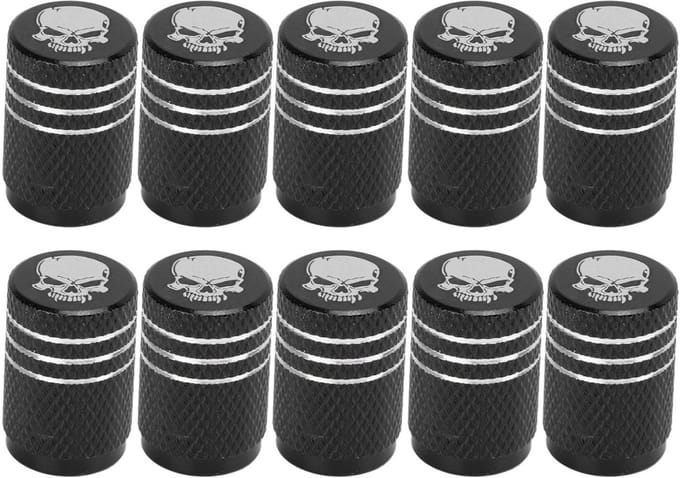 Dailygoods- Ventieldopjes 10 Stuks - Schedelpatroon - Ventieldoppen Auto - Ventieldop Fiets - Universeel - Geschikt voor Auto's/SUV's