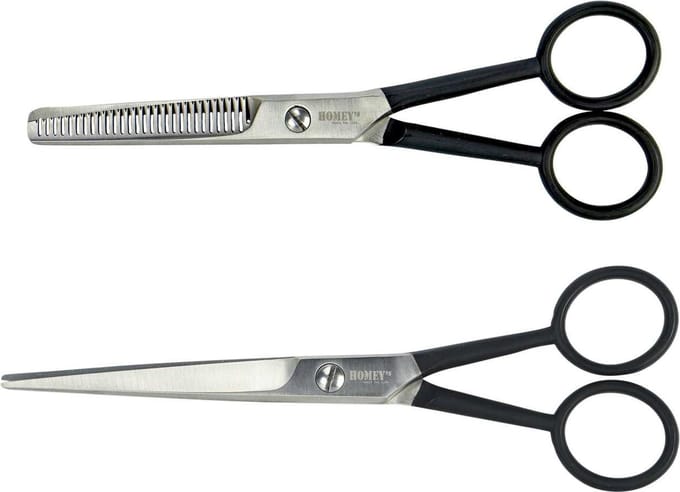 Homey's Scharen Set – Effileerschaar & Kappersschaar, 16 cm, Zwart