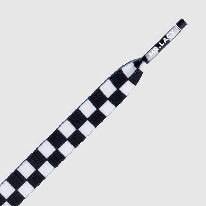 Mr.Lacy Printies - Black/White Checkered Checkered 130 cm lang en 10 mm breed