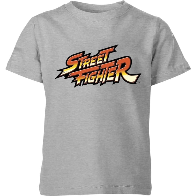 Street Fighter Logo Kids' T-Shirt - Grey - 122/128 (7-8 jaar)