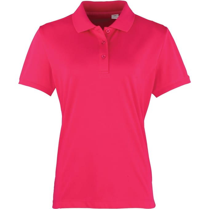 Premier Dames/dames Coolchecker korte mouw Pique Polo T-Shirt (Heet Roze)