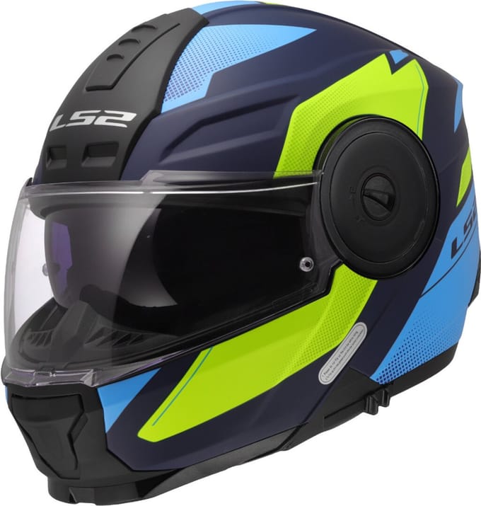 LS2 FF902 Scope II Duria Blauw H-Vis Geel 06 Systeemhelm - Maat S - Helm