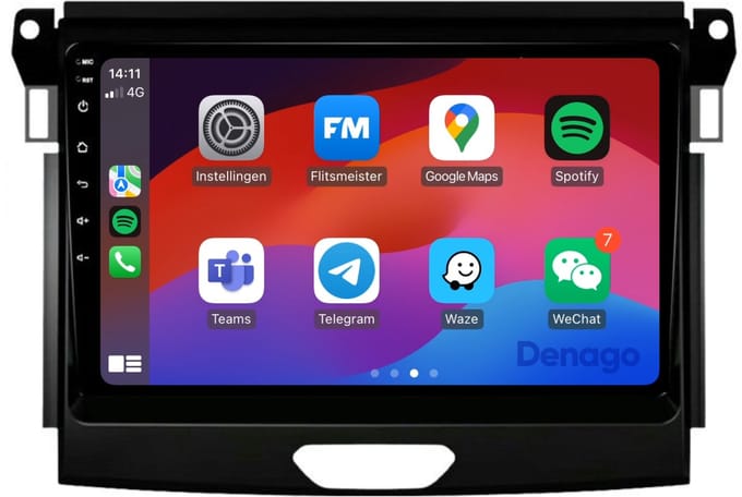 CarPlay autoradio geschikt voor Ford Ranger (2016 t/m 2019) | 9 inch | Android 16 | Draadloos Apple CarPlay & Android Auto | 2GB + 32GB | QuadCore processor | Denago DNG-A141 | 2025 model | 2016 2017 2018 2019 | Bluetooth & Wifi