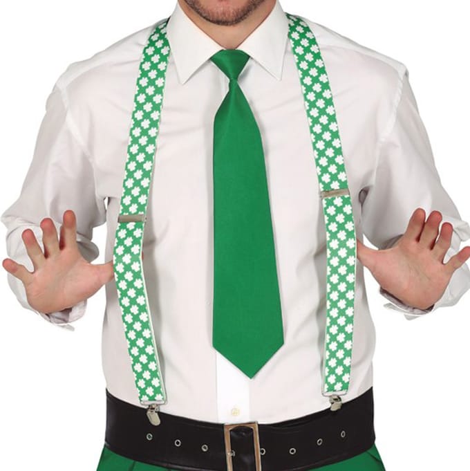 Fiestas Guirca St. Patricks Day verkleed set - bretels en stropdas - groen - volwassenen - carnaval