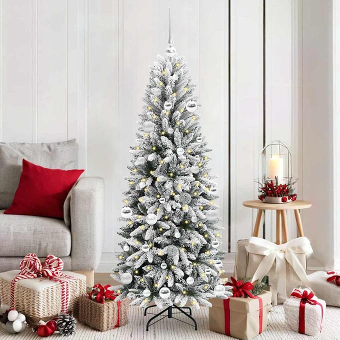 vidaXL - Kunstkerstboom - Wit - 150 - cm - PVC - en - plastic - en - staal - en - PE