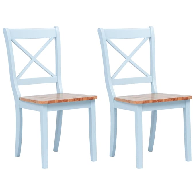 vidaXL - Eetkamerstoelen - 2 - st - massief - rubberwood - grijs - en - naturel