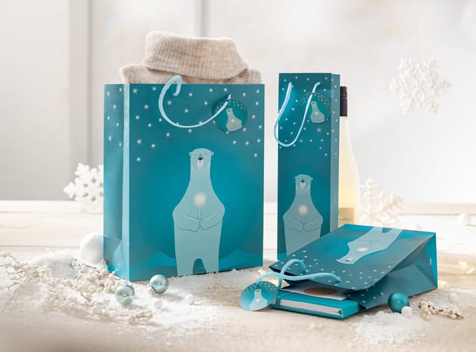 Cadeauzak 'IJsbeer met kaars', groot