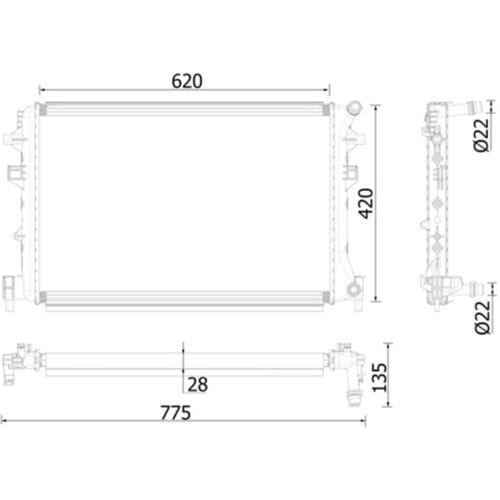 Lage-temperatuurRadiator, laadluchtRadiator MAHLE CIR 38 000P