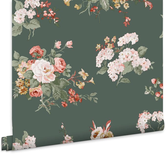 Laura Ashley Rosemore Behang - Bloemen - 10mx52cm - Groen