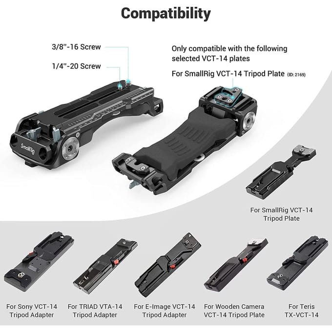 SmallRig Quick Release Schouderplaat voor Sony VCT-14 Statiefadapter met Rozetten Schouderpad Pro Ingebouwde platte sleutel - 2837C
