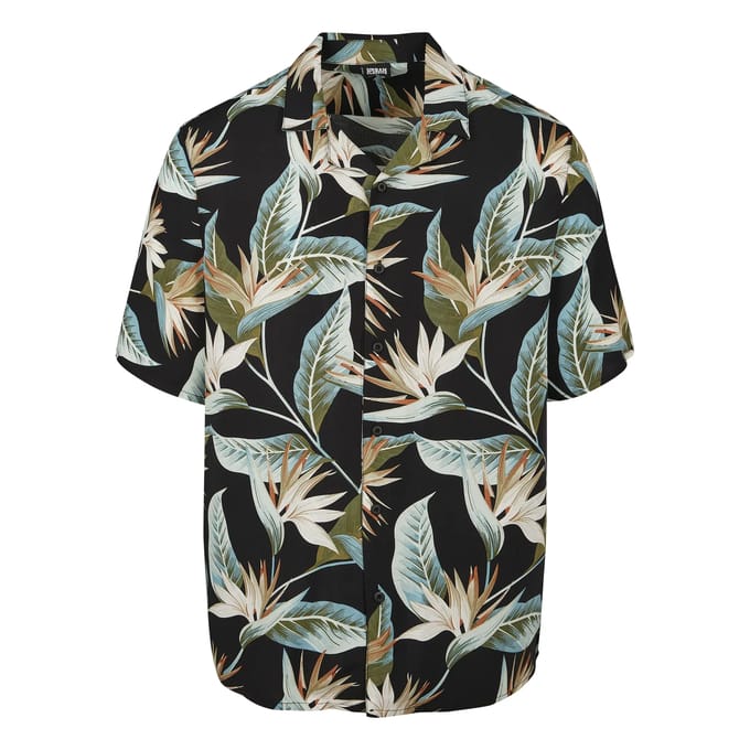 Urban Classics - Blossoms Resort Overhemd - 2XL - Zwart/Multicolours
