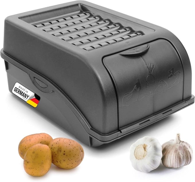 Aardappelbewaardoos | klein 3,5L | ANTRACIETGRIJS | Uiendoos | Groentebox stapelbare aardappelbox uienopslag aardappelmand fruitcontainer aardappelbox voedselopslagcontainer