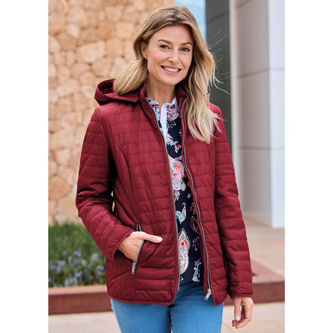 Gewatteerd jack met capuchon - rood - Gr. 23 van Goldner Fashion