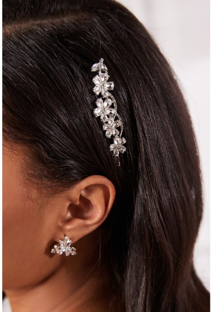 Next - Dames - Bruidshaarspeld met glinsterende bloemen - Zilver