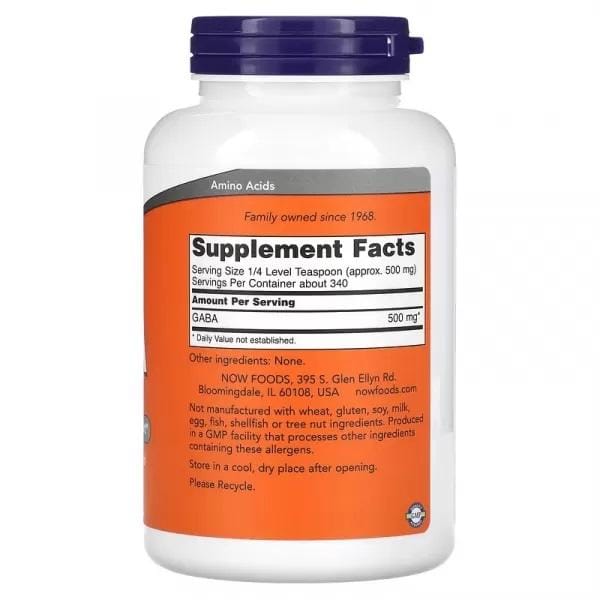 Now Foods Gaba Powder (170g) Unflavored - Intra- & Post-Workout - voor na de training