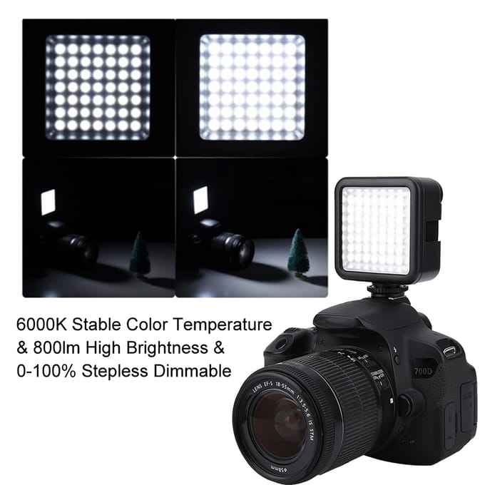 VBESTLIFE W49 Mini Draagbaar Dimbaar LED Videolichtpaneel Op Camera Invullicht white