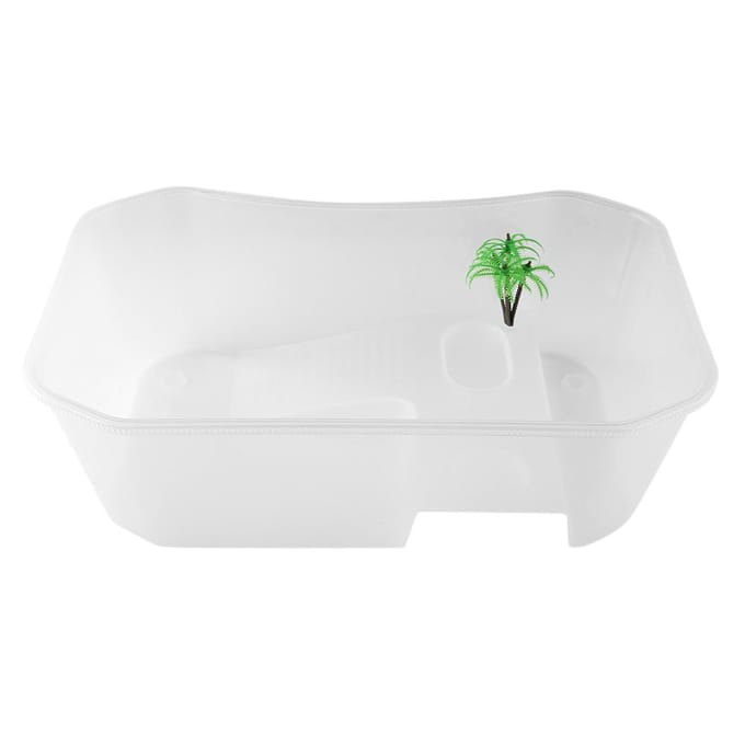 Petit aquarium ouvert en plastique avec plateforme de bronzage pour tortue reptile(blanc) blanc