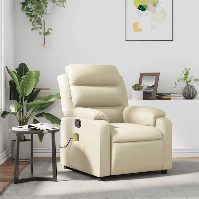 vidaXL - Massagestoel - verstelbaar - kunstleer - crème