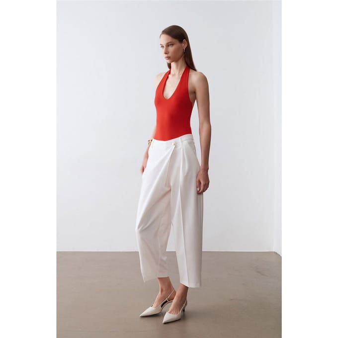 Hoge Taille Wijde Pantalon van Crepe