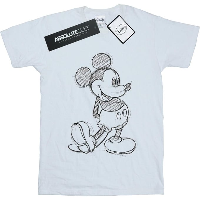 Disney Jongens Mickey Mouse Sketch Kick T-Shirt (Wit)